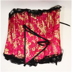 PEECABOO 2PC WOMENS HOT PINK & GOLD EMBROIDERED