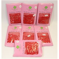 TRIFOLIUM HOSIERY BUNDLE OF 7 RED FISHNET & LACE