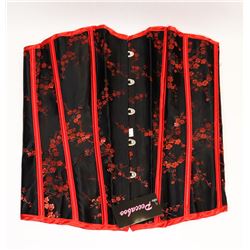 PEECABOO 2PC WOMENS BLACK & RED EMBROIDERED