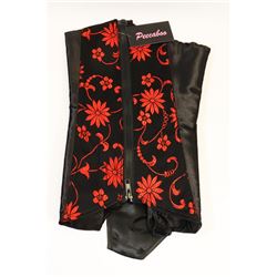 PEECABOO 2PC WOMENS BLACK & RED EMBROIDERED