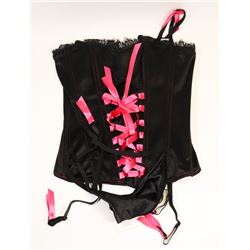 PEECABOO 2PC WOMENS BLACK & HOT PINK LACE