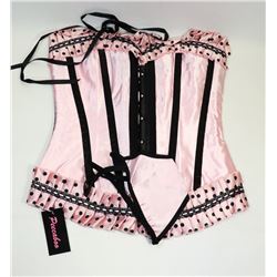 PEECABOO 2PC WOMENS BLACK & PINK SATIN POLKA DOT