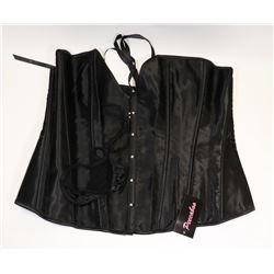 PEECABOO 2PC WOMENS BLACK SATIN STYLE