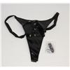 Image 1 : BLACK VINYL VIBRATING THONG W/ DIAMOND ACCENTS