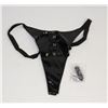 Image 1 : BLACK VINYL VIBRATING THONG W/ DIAMOND ACCENTS