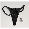 Image 1 : BLACK VINYL VIBRATING THONG W/ DIAMOND ACCENTS