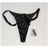 Image 1 : BLACK VINYL VIBRATING THONG W/ DIAMOND ACCENTS