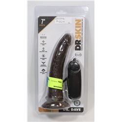 DR. SKIN 7" BLACK SOFT/ HARNESS CAPABLE VIBRATOR