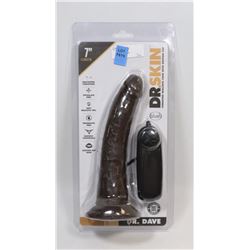 DR. SKIN 7" BLACK SOFT/ HARNESS CAPABLE VIBRATOR