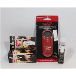 SMALL BAG OF BLOW JOB ACCESSORIES. DEEP THROAT TO