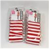 Image 1 : BUNDLE OF 8 RED/ WHITE WOMENS KNEE HIGH STRIPED
