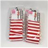 Image 1 : BUNDLE OF 8 RED/ WHITE WOMENS KNEE HIGH STRIPED
