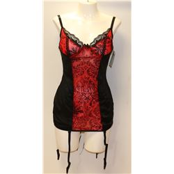 PEECABOO 2PC WOMENS BLACK & RED LACE ADULT