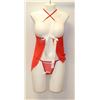Image 1 : PEECABOO 2PC WOMENS RED & WHITE LACE UP FRONT