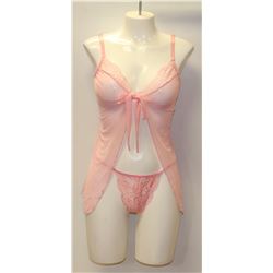 PEECABOO 2PC WOMENS PINK SHEER/ LACE INTIMATE
