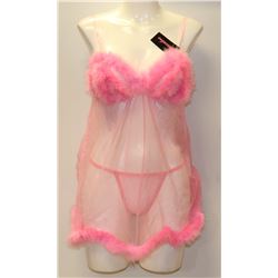 PEECABOO 2PC WOMENS PINK W/ FEATHER FEMBOT