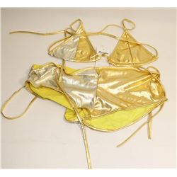 PEECABOO 2PC WOMENS GOLD W/  SILVER BIKINI STYLE