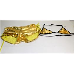 PEECABOO 2PC WOMENS GOLD W/ BLACK BIKINI STYLE
