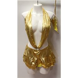PEECABOO 2PC WOMENS GOLD ADULT COCKTAIL DRESS