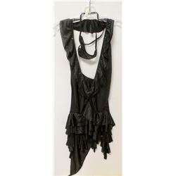 PEECABOO 2PC WOMENS BLACK RUFFLE ADULT COCKTAIL