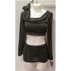 PEECABOO 3PC WOMENS BLACK LONGSLEEVE W/ SKIRT