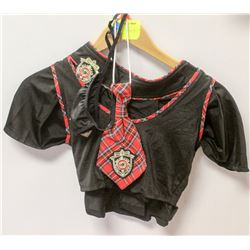 PEECABOO 5PC WOMENS COSTUME; BLACK & RED PLAID