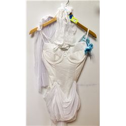 PEECABOO 6PC WOMENS COSTUME; WHITE & BABY BLUE