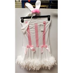 PEECABOO 4PC WOMENS COSTUME; BABY PINK& WHITE