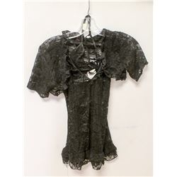 PEECABOO 3PC WOMENS BLACK LACE INTIMATE SLEEPWEAR