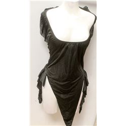 PEECABOO 2PC WOMENS BLACK RUFFLED ADULT