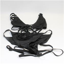 PEECABOO 2PC WOMENS BLACK ADULT STRING BIKINI