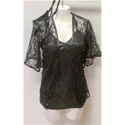 PEECABOO 3PC WOMENS BLACK SATIN INTIMATE SLEEP-