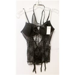 PEECABOO 2PC WOMENS BLACK LACE INTIMATE SLEEPWEAR