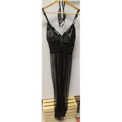 PEECABOO 2PC WOMENS BLACK  LONG SHEER & LACE