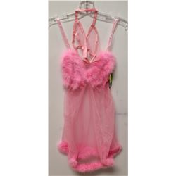 PEECABOO 2PC WOMENS HOT PINK & FEATHERED FEMBOT
