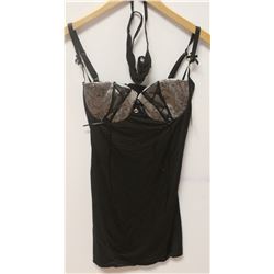 PEECABOO 2PC WOMENS BLACK SATIN STYLE INTIMATE