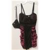 Image 1 : PEECABOO 2PC WOMENS BLACK & WINE SATIN STYLE