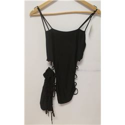 PEECABOO 2PC WOMENS BLACK OPEN SIDED BODY SUIT