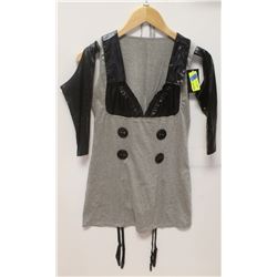 PEECABOO 2PC WOMENS BLACK PLEATHER & GREY