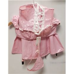 PEECABOO 4PC WOMENS BABY PINK PLEATHER & WHITE