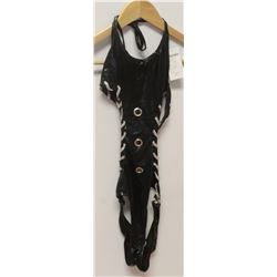 PEECABOO 1PC WOMENS BLACK PLEATHER & SILVER