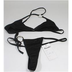 PEECABOO 2PC WOMENS BLACK W/ SILVER HOOP ACCENTS