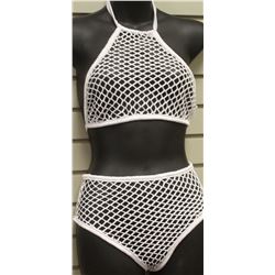 PEECABOO 2PC WOMENS WHITE FISHNET ADULT COCKTAIL