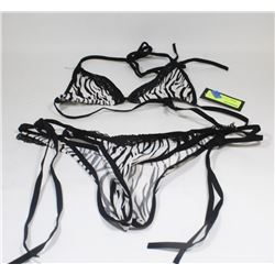 PEECABOO 2PC WOMENS BLACK & WHITE ZEBRA PRINT