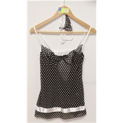 PEECABOO 2PC WOMENS BLACK & WHITE POLKA DOT