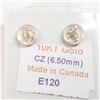 Image 2 : 10K Yellow Gold Cz 6.5Mm Earrings, Made in Canada, Suggested Retail Value $240