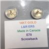 Image 2 : 14K Yellow Gold Dophin Screwback Earrings, Made in Canada, Suggested Retail Value $200
