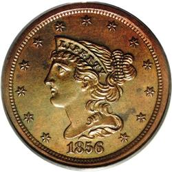 1856 1/2 C PR63 Red and Brown PCGS. B-1, R.7 as a proo 1856[1/2 C] PR63 Red and Brown PCGS.