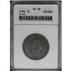 Image 1 : 1794 1C Head of 1794 VF20 ANACS. S-44, R.1. A two-tone 1794[1C] Head of 1794 VF20 ANACS.
