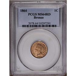 1864 1C Bronze No L MS64 Red PCGS. Well struck with vi 1864[1C] Bronze No L MS64 Red PCGS.